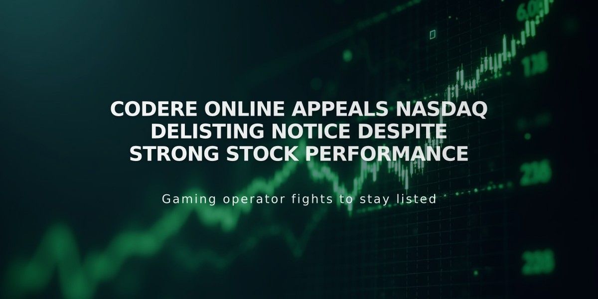 Codere Online Appeals Nasdaq Delisting Notice Despite Strong Stock Performance