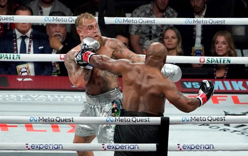 Two boxers sparring in ring