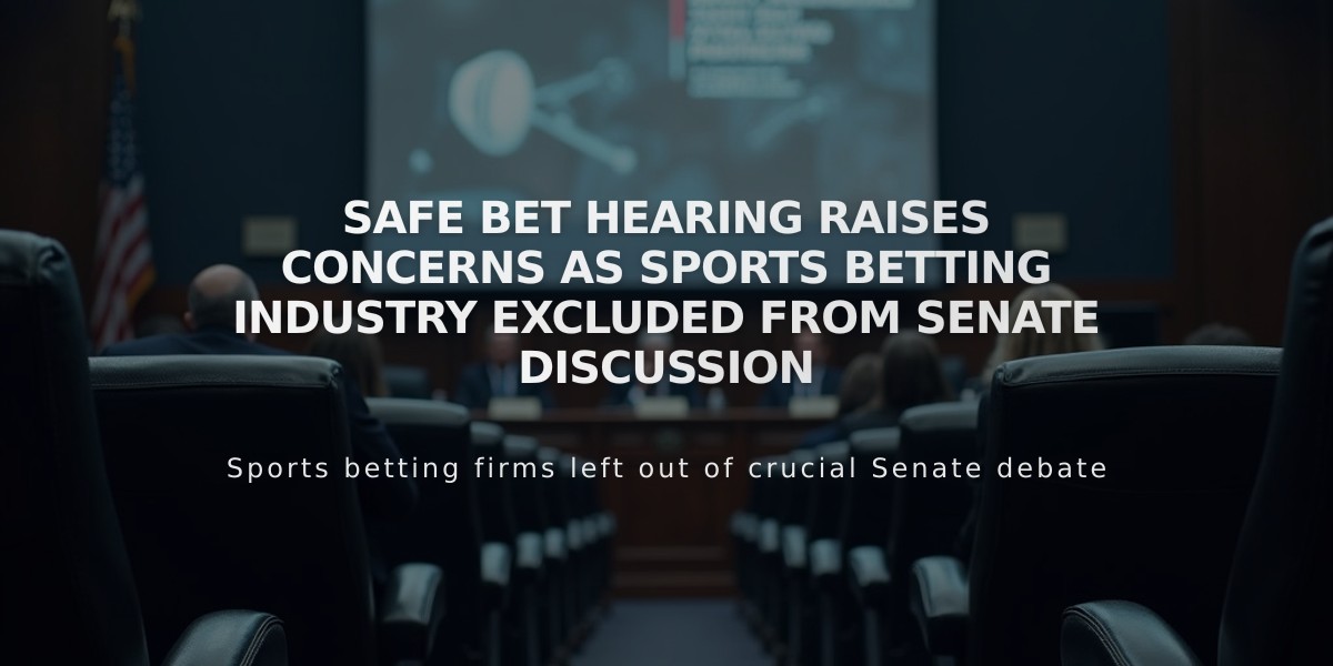 SAFE Bet Hearing Raises Concerns as Sports Betting Industry Excluded from Senate Discussion