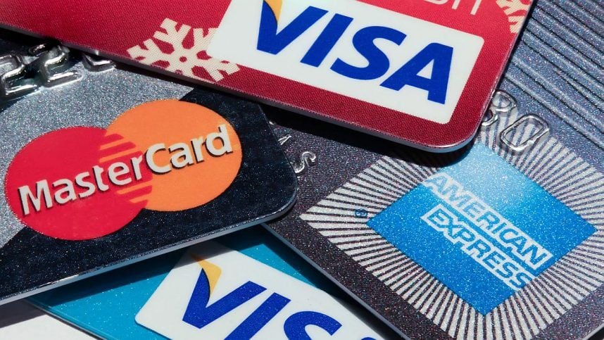 Stack of major credit card brands