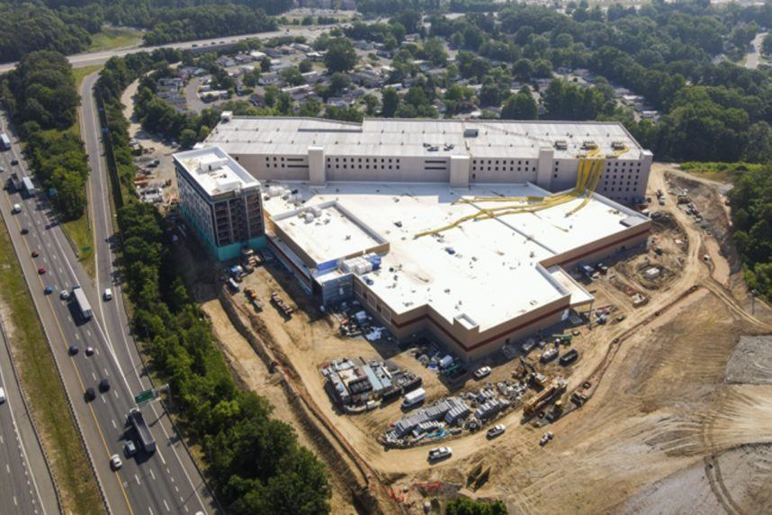 Construction site of casino beside highway