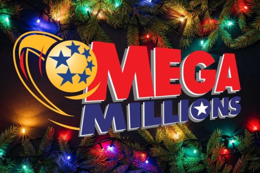 Festive Mega Millions holiday logo