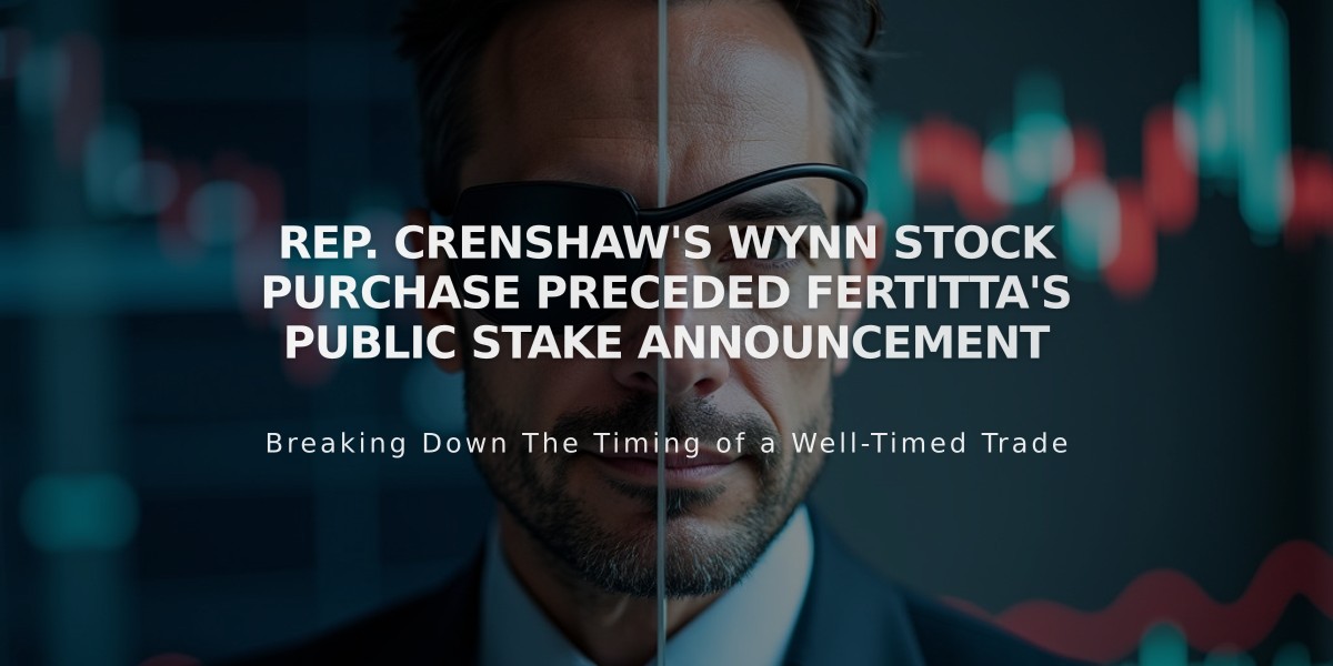 Rep. Crenshaw's Wynn Stock Purchase Preceded Fertitta's Public Stake Announcement