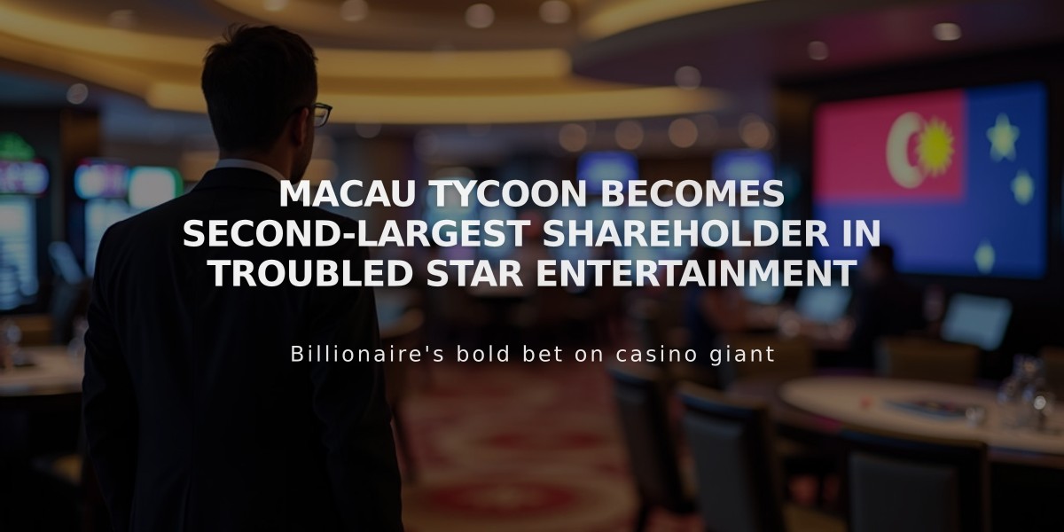 Macau Tycoon Becomes Second-Largest Shareholder in Troubled Star Entertainment